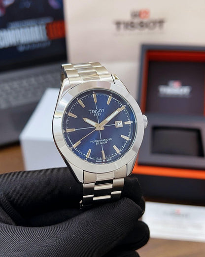 Tissot Gentleman Powermatic 80 Silicium – Blue Dial (7AA Premium) ✅ T-Classic Series | Luxury Steel Design | 40mm Dial