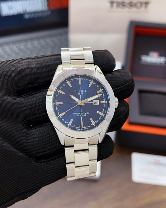 Tissot Gentleman Powermatic 80 Silicium – Blue Dial (7AA Premium) ✅ T-Classic Series | Luxury Steel Design | 40mm Dial