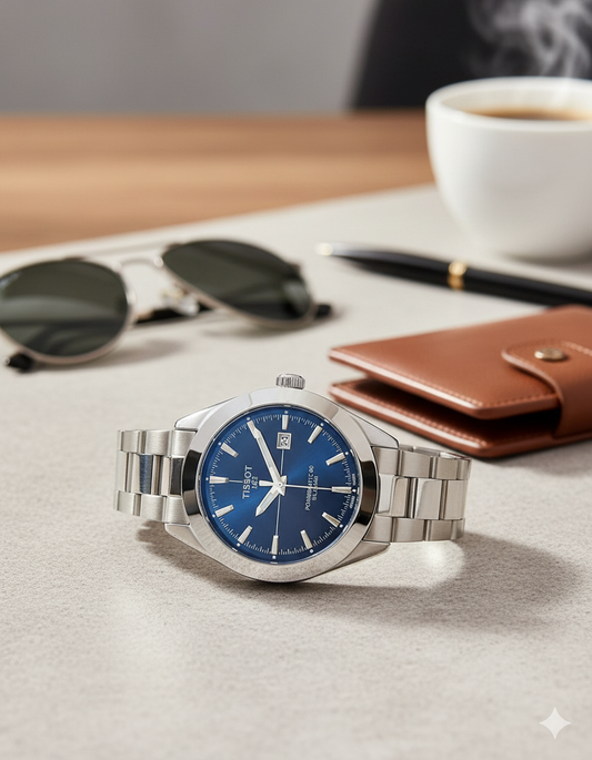 Tissot Gentleman Powermatic 80 Silicium – Blue Dial (7AA Premium) ✅ T-Classic Series | Luxury Steel Design | 40mm Dial