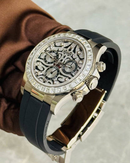 ✅ Rolex surprised the masses at Baselworld with this beautifully bedazzled Cosmograph Daytona. Nicknamed Eye of the Tiger. ✅