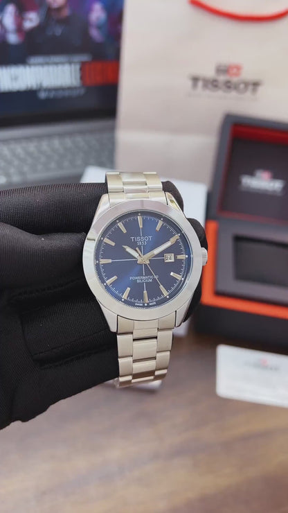 Tissot Gentleman Powermatic 80 Silicium – Blue Dial (7AA Premium) ✅ T-Classic Series | Luxury Steel Design | 40mm Dial